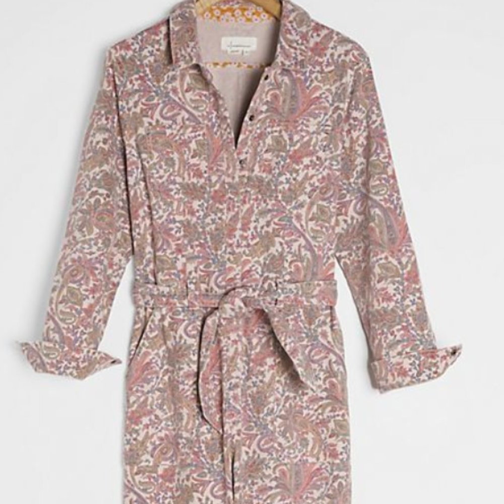 Anthropologie Paisley Utility Jumpsuit